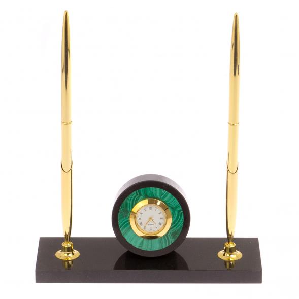 Часы с двумя ручками камень малахит 125485