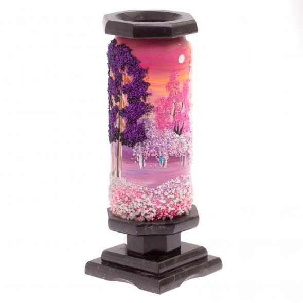 Ваза из камня &amp;quot;Зимний пейзаж&amp;quot; 8,5х8,5х21,5 см 125559