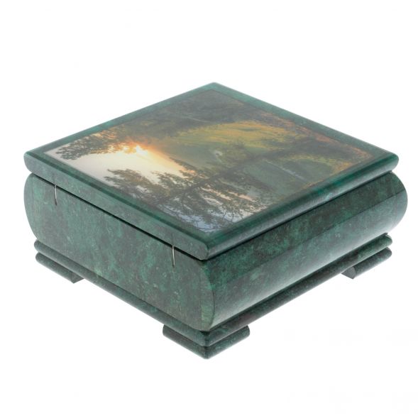 Шкатулка &amp;quot;Закат&amp;quot; из змеевика 18х18х8 см 128341