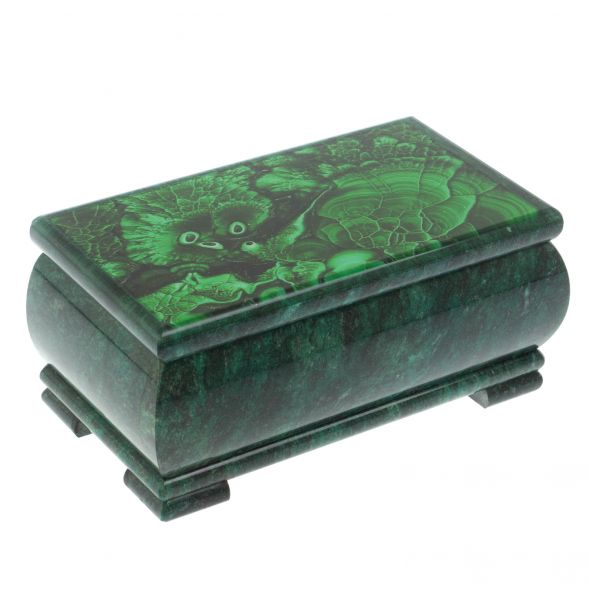 Шкатулка с иллюстрацией под малахит 18х10х8,5 см 128419