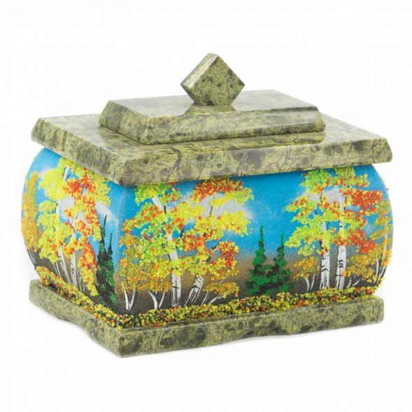 Шкатулка змеевик рисунок Осень 11х8х9,5 см 119959