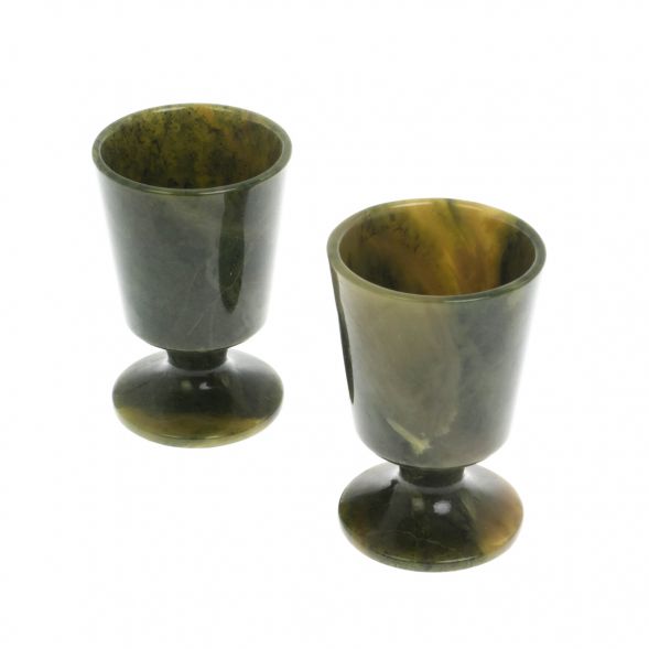 Набор рюмок на ножке 2 шт из нефрита 5х5х7,5 см 129316