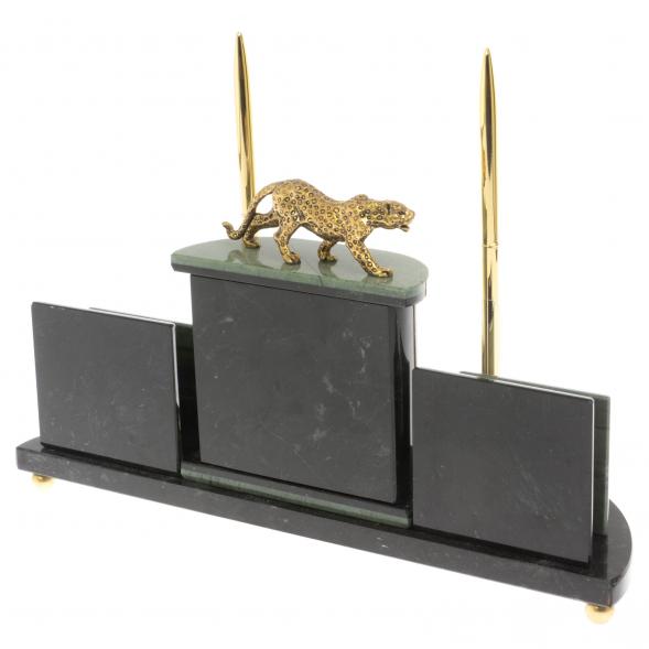 Настольный прибор &amp;quot;Гепард&amp;quot; из зеленого офиокальцита 129717