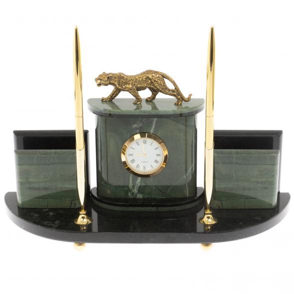 Настольный прибор &amp;quot;Гепард&amp;quot; из зеленого офиокальцита 129717