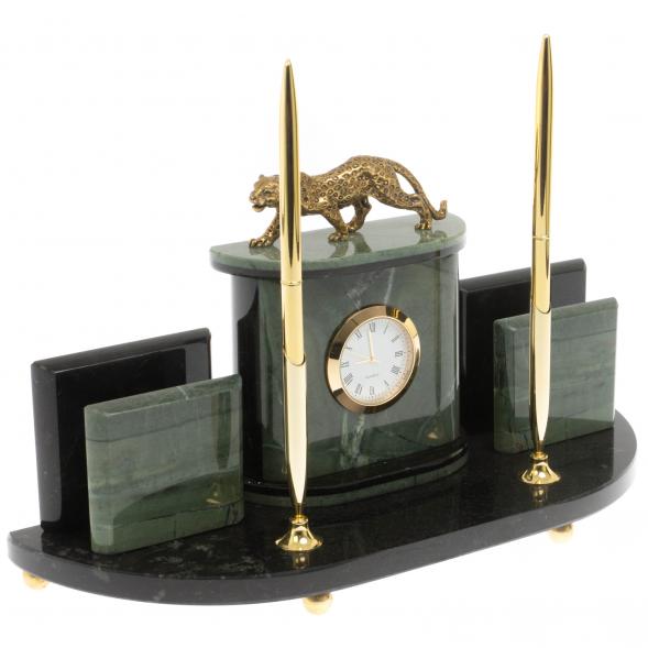 Настольный прибор &amp;quot;Гепард&amp;quot; из зеленого офиокальцита 129717