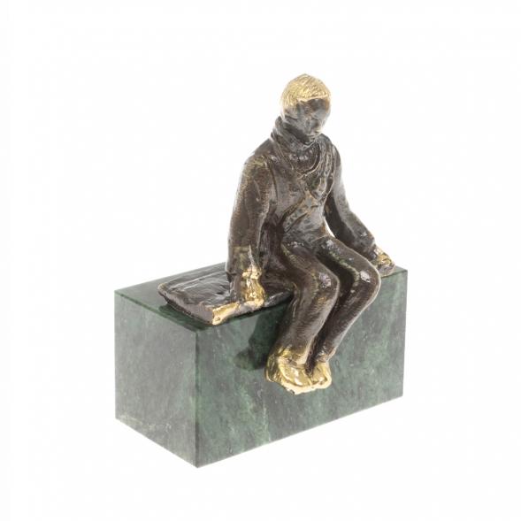 Статуэтка &amp;quot;Монтажник&amp;quot; змеевик бронза 6х3х7,5 см 129857