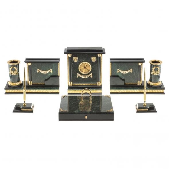 Письменный набор из змеевика &amp;quot;Цезарь&amp;quot; с лотком А4 122209