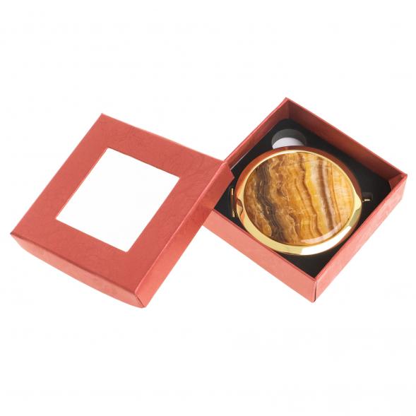 Зеркало круглое из камня оникс цвет золото 122786