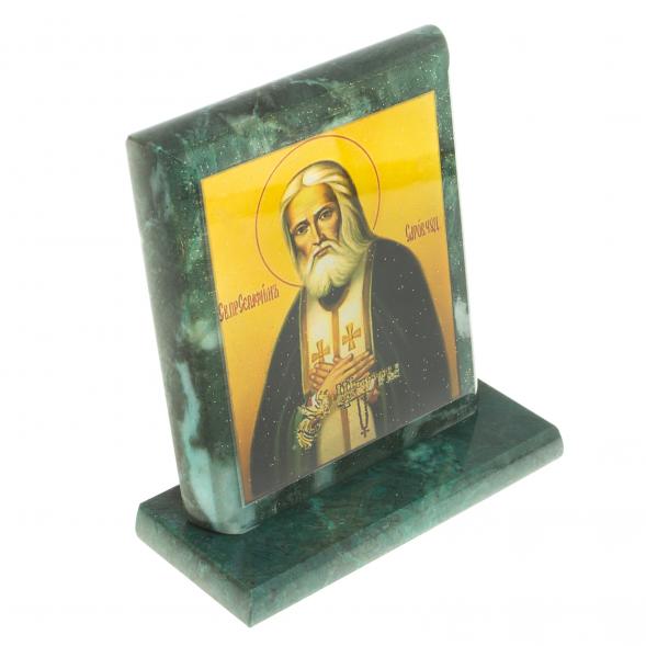 Икона &amp;quot;Серафим Саровский&amp;quot; змеевик 11,5х4,5х12 см 123490