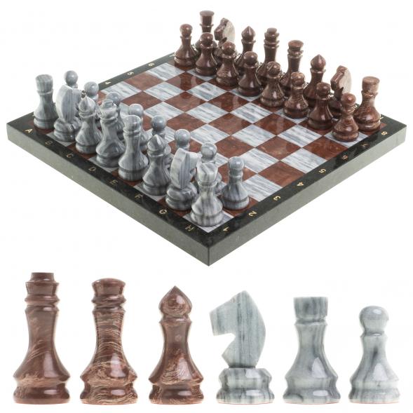 Шахматы из камня &amp;quot;Традиционные&amp;quot; доска 40х40 см серый мрамор лемезит 123751