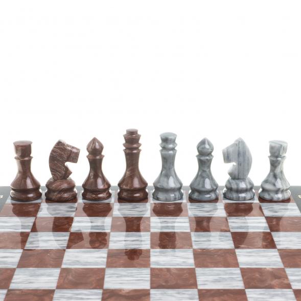 Шахматы из камня &amp;quot;Традиционные&amp;quot; доска 40х40 см серый мрамор лемезит 123751