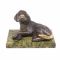 Статуэтка из бронзы "Гончая лежит" змееевик 8,5х6х5,5 см