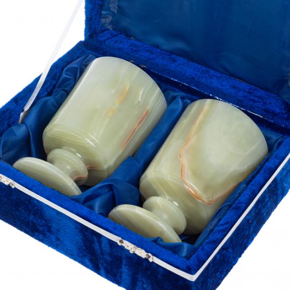 Набор рюмок 2 шт для мартини из оникса 8,5х13,5 см в футляре (3,5х5,5) 127474