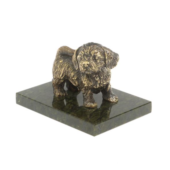 Статуэтка из бронзы &amp;quot;Щенок стоит&amp;quot; на змеевике 9х6,5х6,5 см 127553