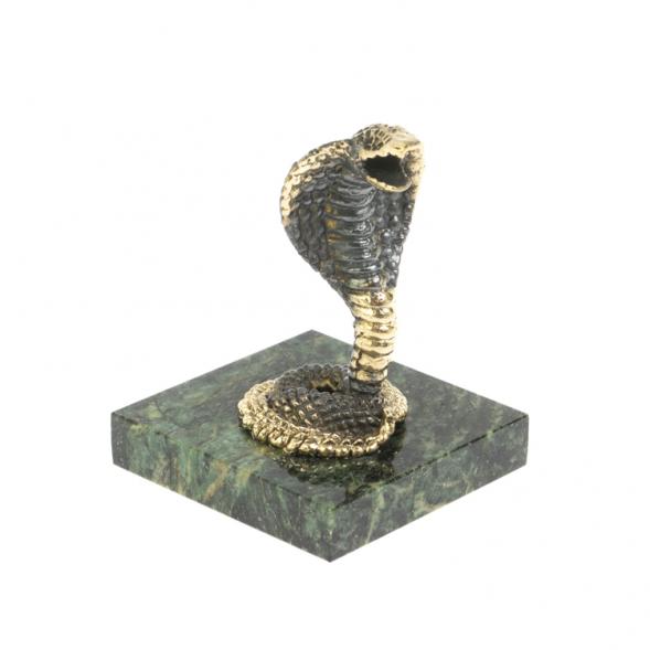 Статуэтка из бронзы «Кобра» на шабровском змеевике 128164
