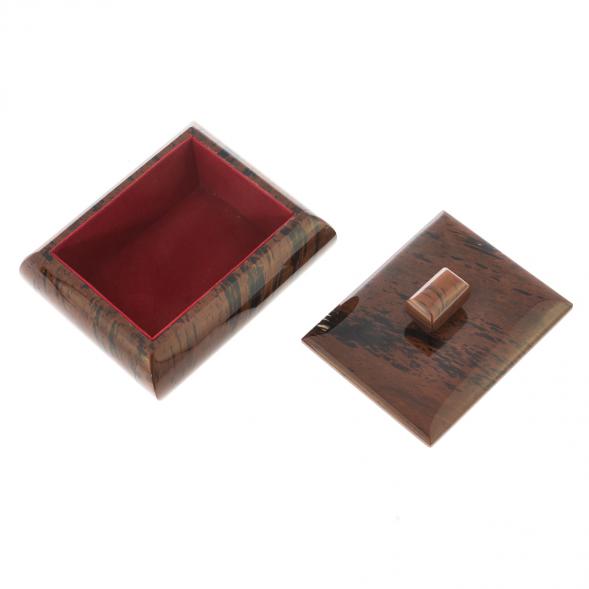 Шкатулка камень обсидиан коричневый 11,5х9,5х7 см 122361