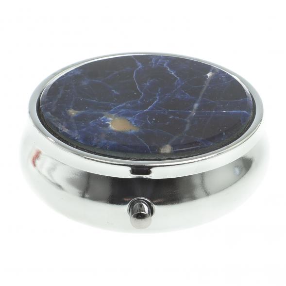 Таблетница на 3 отсека камень содалит цвет серебро 123214