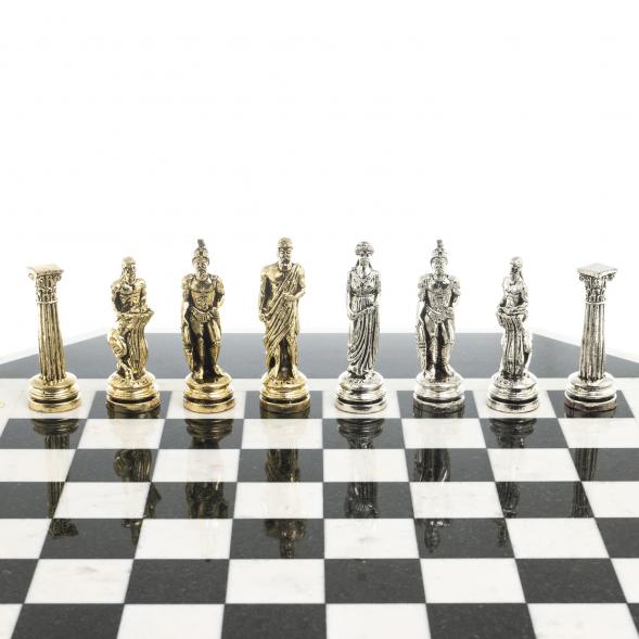 Шахматный стол &amp;quot;Атлас&amp;quot; мрамор, змеевик на металлической подставке 123752