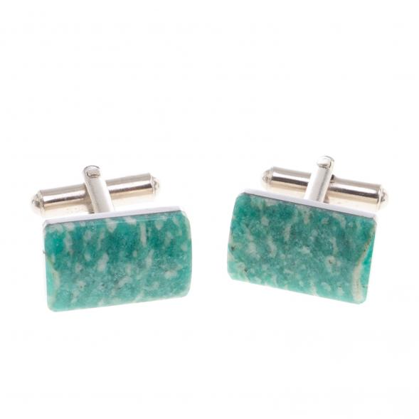 Запонки камень амазонит прямоугольные 124434