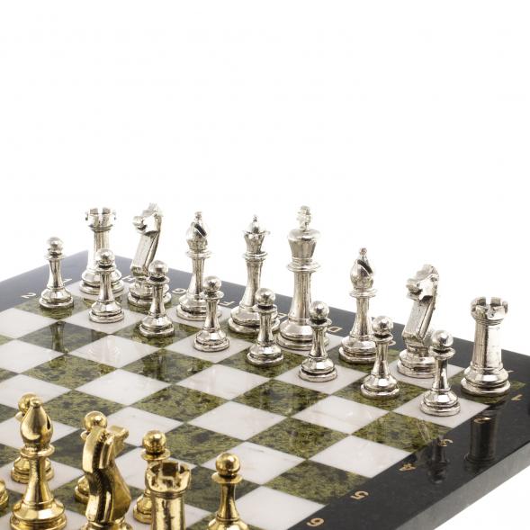 Шахматы турнирные &amp;quot;Стаунтон&amp;quot; доска 40х40 см мрамор змеевик 124516
