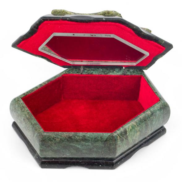 Шкатулка &amp;quot;Лепесток&amp;quot; большая змеевик 17х10х8 см 116501