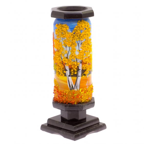 Ваза из камня &amp;quot;Осенний пейзаж&amp;quot; 8,5х8,5х21,5 см 125561