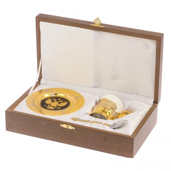 Кофейный набор &amp;quot;Герб РФ&amp;quot; 80 мл с чернением Златоуст 126235