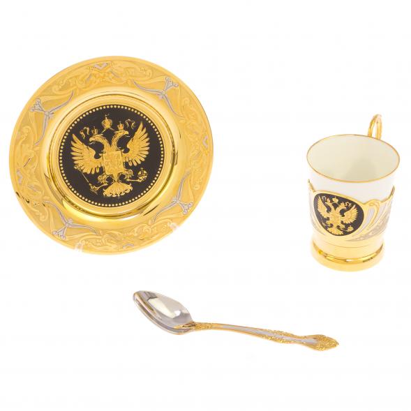 Кофейный набор &amp;quot;Герб РФ&amp;quot; 80 мл с чернением Златоуст 126235