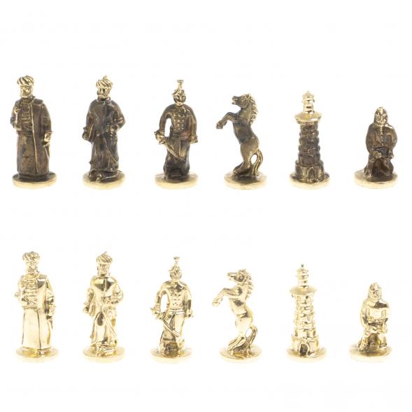 Шахматы бронзовые &amp;quot;Турецкие&amp;quot; доска 32х32 см мрамор змеевик 127554