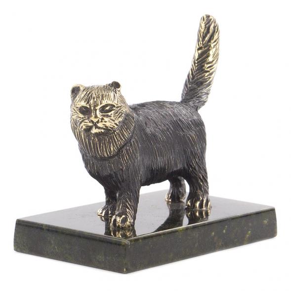 Статуэтка из бронзы на подставке из змеевика &amp;quot;Кот&amp;quot; 119953