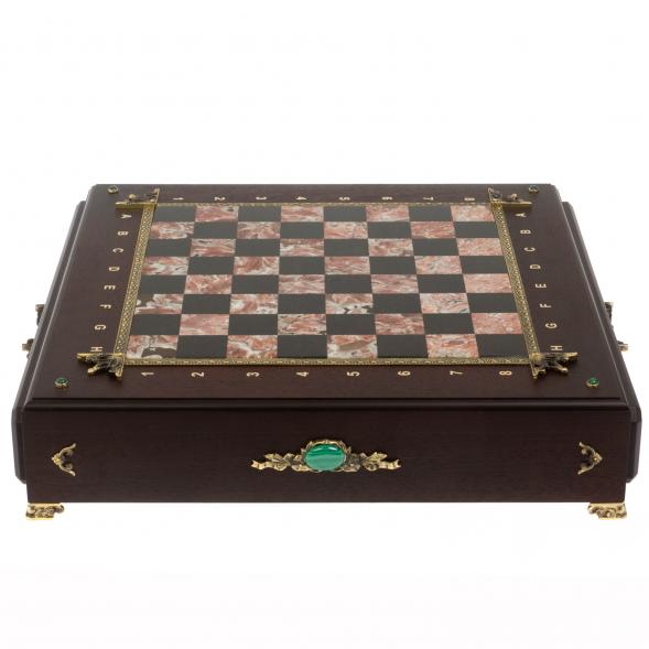 Шахматный ларец &amp;quot;Железнодорожники&amp;quot; фигуры бронза камень креноид 130042