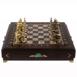 Шахматный ларец "Железнодорожники" фигуры бронза камень креноид
