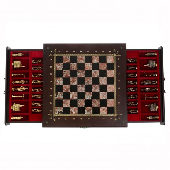 Шахматный ларец &amp;quot;Железнодорожники&amp;quot; фигуры бронза камень креноид 130042