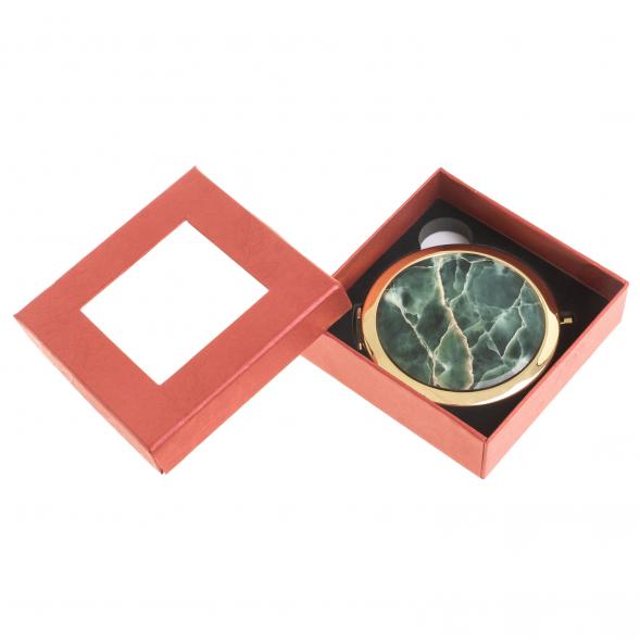 Зеркало круглое из камня офит цвет золото 122790