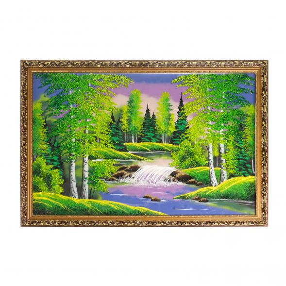 Картина &amp;quot;Лесной водопад&amp;quot; 56х86 см, рисунок каменная крошка 122835