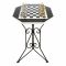 Шахматный стол "Дискобол" мрамор, змеевик на металлической подставке