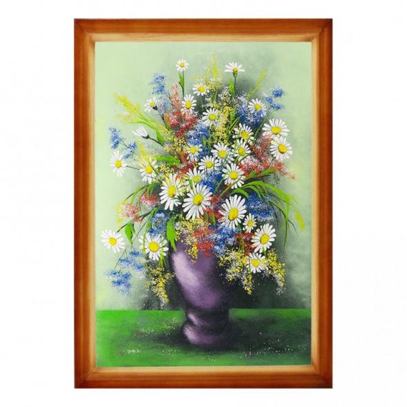Картина &amp;quot;Полевые цветы в вазе&amp;quot; багет дерево 46х66 см, каменная крошка 111682