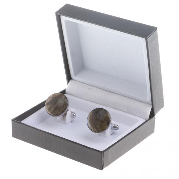 Запонки камень лабрадор круглые 124435