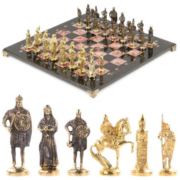 Шахматы настольные &amp;quot;Русские&amp;quot; бронза камень лемезит 40х40 см 117819