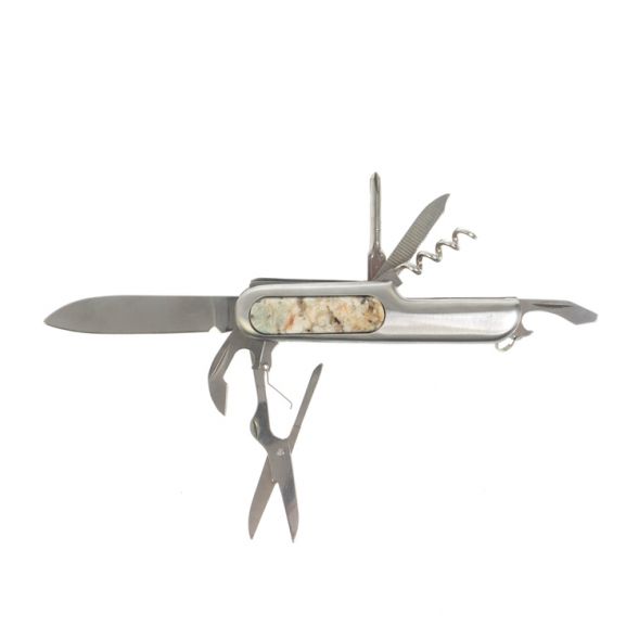 Нож мультитул складной 7 в 1 с камнем амазонит с дымчатым кварцем 127794