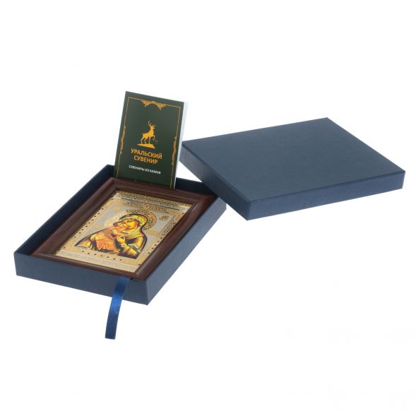 Икона гравюра &amp;quot;Владимирская Божья Матерь&amp;quot; багет 12,5х17,5х1 см Златоуст 128019