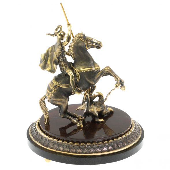 Cтатуэтка &amp;quot;Святой Георгий Победоносец&amp;quot; из бронзы и яшмы 129244