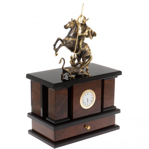 Каминные часы &amp;quot;Георгий Победоносец&amp;quot; из обсидиана 129719