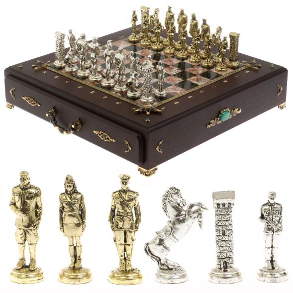 Шахматный ларец &amp;quot;Великая Отечественная война&amp;quot; камень креноид 130043