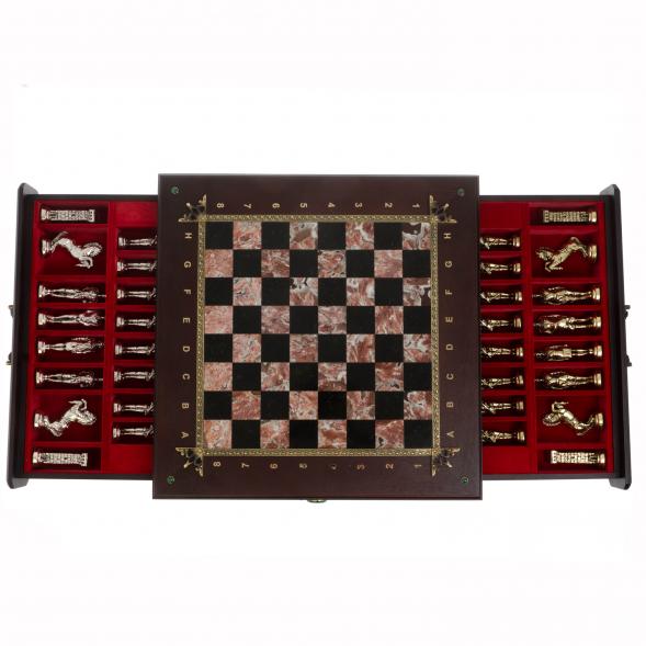 Шахматный ларец &amp;quot;Великая Отечественная война&amp;quot; камень креноид 130043