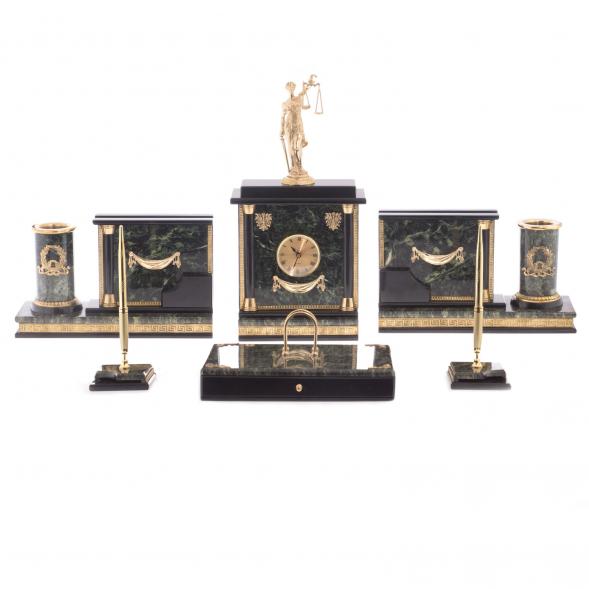 Настольный набор &amp;quot;Фемида&amp;quot; из змеевика 122212