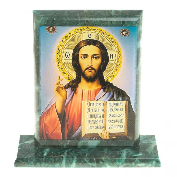 Икона &amp;quot;Спаситель&amp;quot; змеевик 15х5х15,5 см 123493
