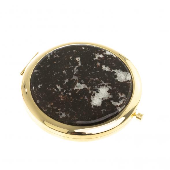 Зеркало круглое с накладкой из флогопита цвет золото 124207