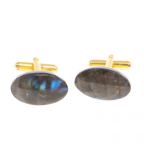 Запонки камень лабрадор овальные 124436