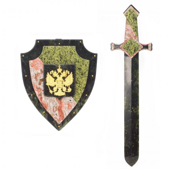 Настенный сувенир из камня &amp;quot;Щит и меч&amp;quot; с гербом России 118713